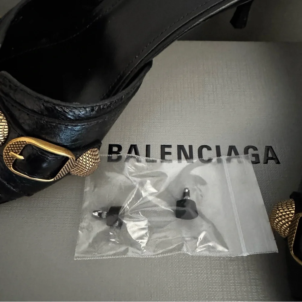 Balenciaga Cagole Black Leather Sandals